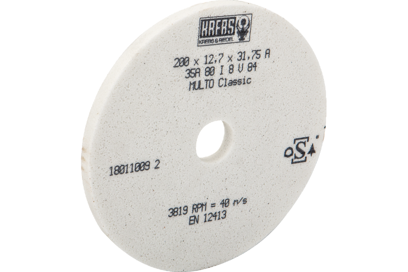 Круг шлифовальный 200x12,7x31,75A35A80I8V84 40m/s (JPSG-0618SD) белый