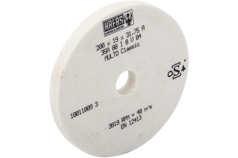 Круг шлифовальный 200x19x31,75A35A80I8V84 40m/s (JPSG-1020AH) белый