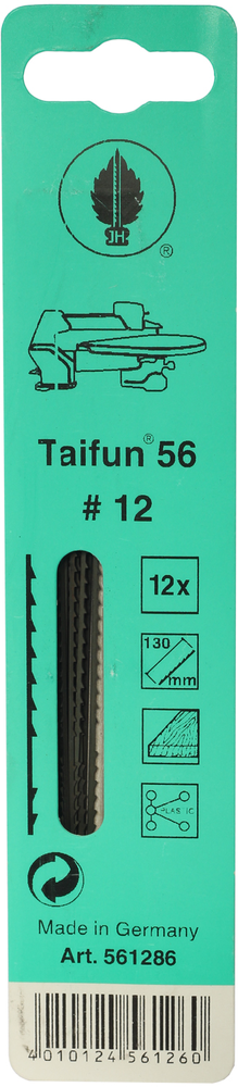 Пилки лобзиковые по дереву,Taifun 56 N9, 1,45x0,50х130мм, 11 TPI, 12шт.