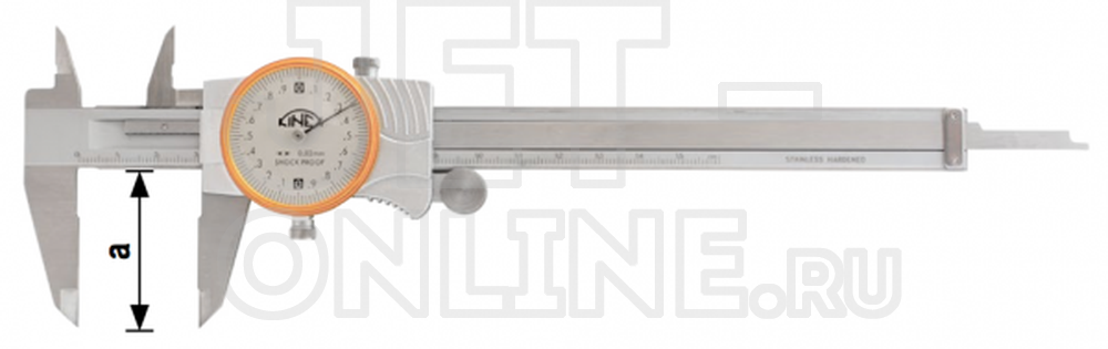 Штангенциркуль стрелочный 200/45 мм, 0,02 мм,  Kinex