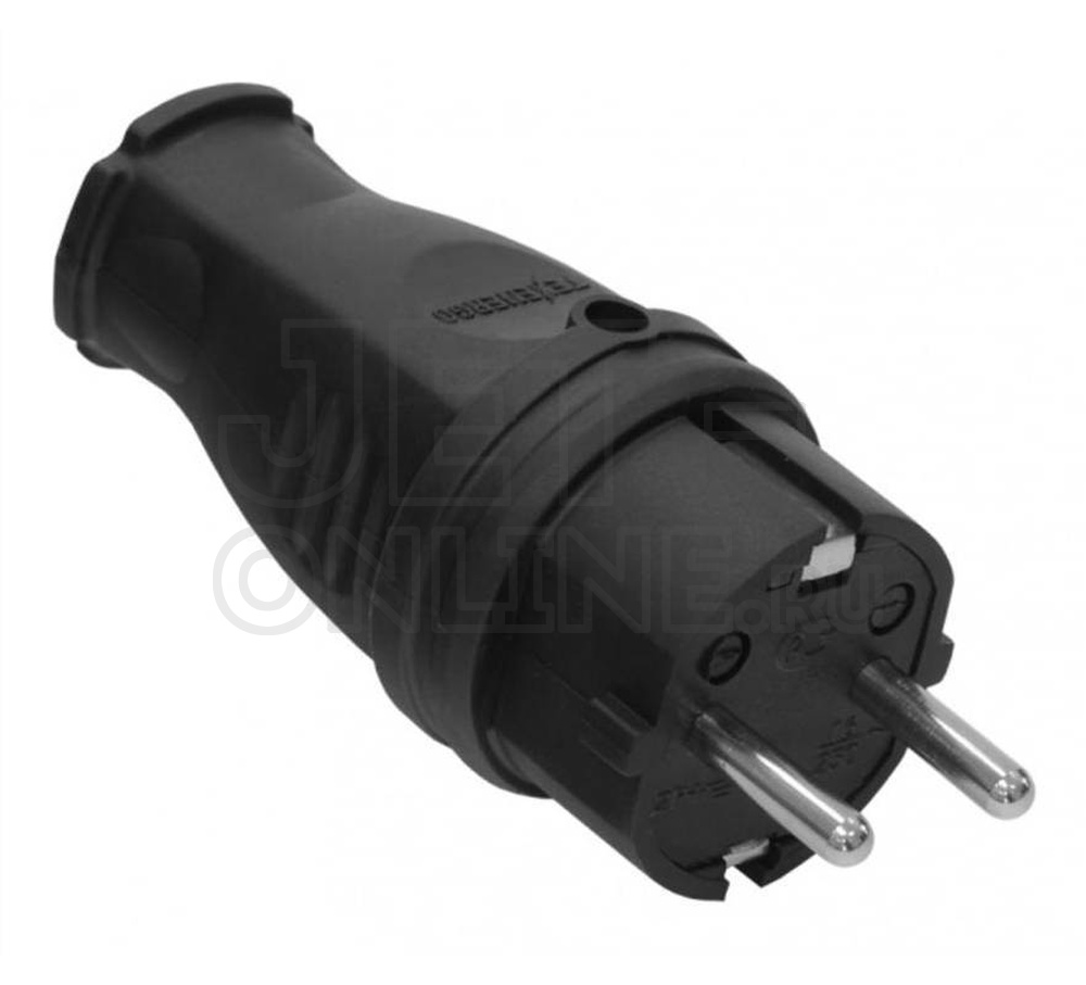 Вилка каучук. прямая 2Р+РЕ 16А 220В IP44