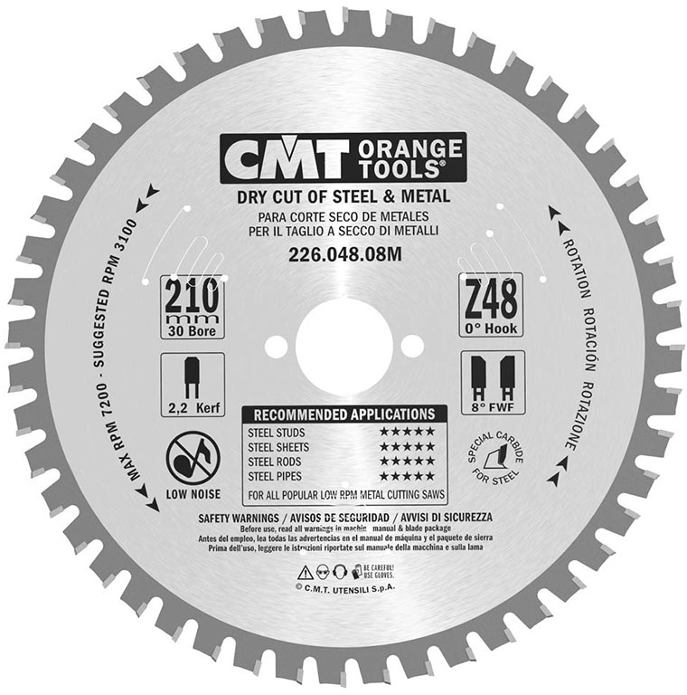 CMT Диск пильный 210x30x2,2/1,8 0° FWF Z=48 3100 об/мин