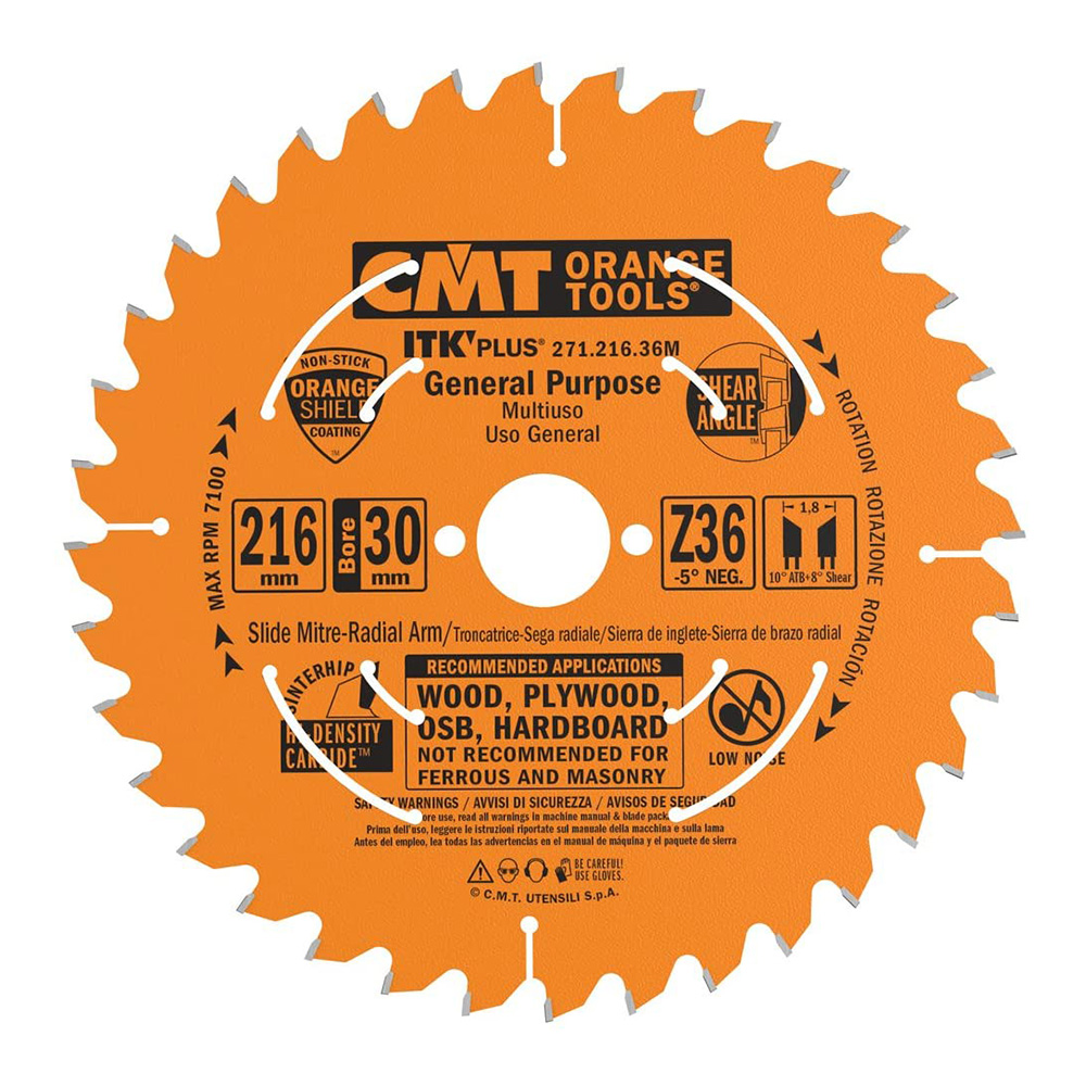 CMT Диск пильный 216x30x1,8/1,2 -5° 10° ATB + 8° SHEAR Z=36