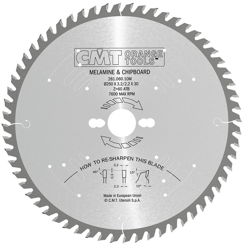 CMT Диск пильный 250x30x3,2/2,2 10º TCG Z=80