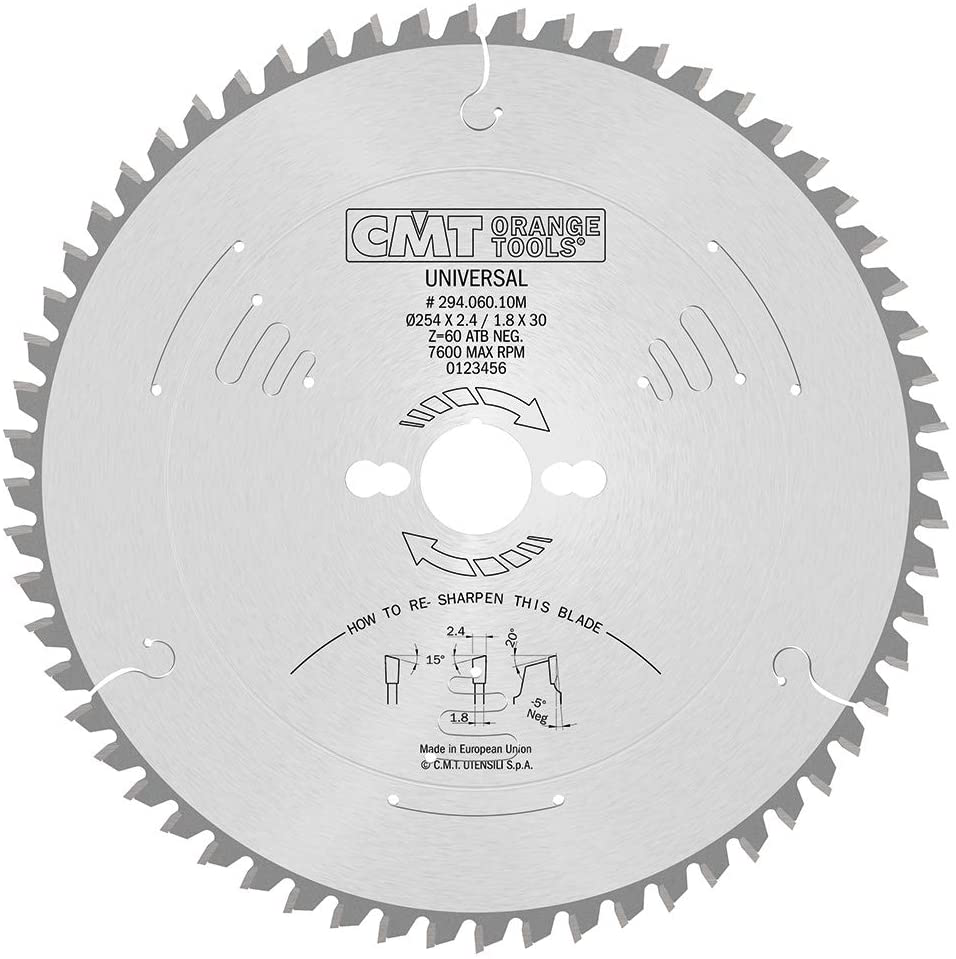 CMT Диск пильный 254X2.4X30 Z=60 -5°ATB