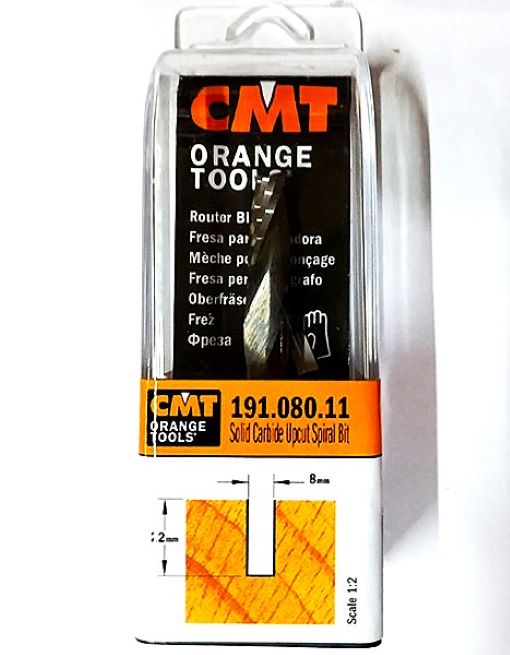 CMT Фреза спиральная монолитная Z2 D=8x22x70 S=8 RH