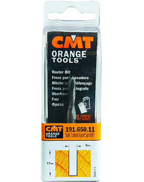 CMT Фреза спиральная монолитная Z2 D=5x17x60 S=6 RH