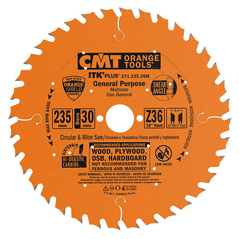 CMT Диск пильный 235x30(+25)x2,4/1,6 18° 10° ATB + 8° SHEAR Z=36
