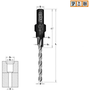 Сверло конфирмат SP 10,6x87 Z=1 S=9 RH